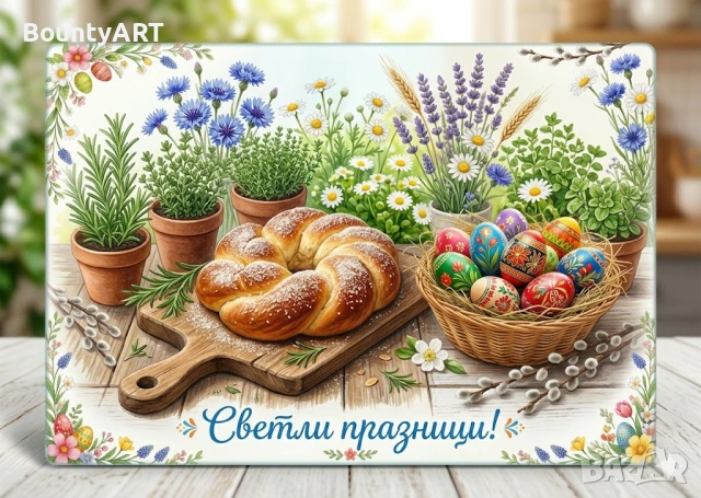 Персонализирана стъклена дъска Подарък за Цветница, Великден, Рожден ден, Имен ден, снимка 3 - Подаръци за имен ден - 54001680