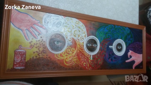	Авторска картина с рамка,96/36 см., снимка 5 - Картини - 44151121