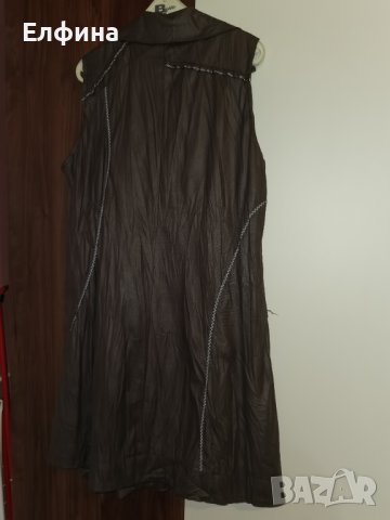 Рокля сива имитация на мека кожа, фабрично набръчкана, снимка 2 - Рокли - 38240965