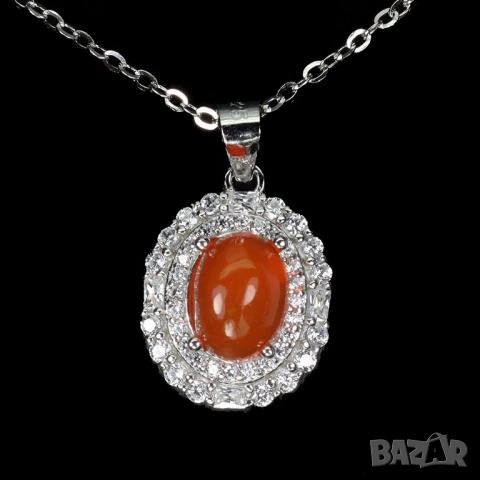 925 сребърни колиета нефрит, опал, топаз, рубин, подходящи за подарък, снимка 4 - Колиета, медальони, синджири - 51756208