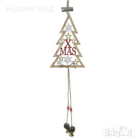 Коледна, дървена, висяща, елха, 67 см