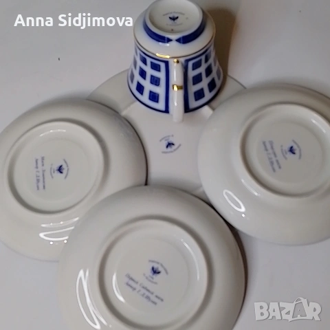 Руски порцелан ИФЗ троен сет за чай , снимка 4 - Чаши - 53014891