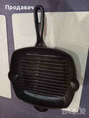 Чисто нов! Чугунен грил тиган Flame Cast Iron с размер 28х28 см, снимка 3 - Съдове за готвене - 55599965