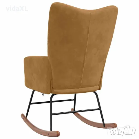 vidaXL Люлеещ стол, кафяв, кадифе, снимка 6 - Столове - 56146956