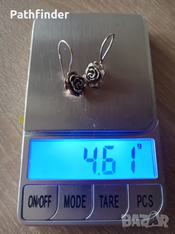 Сребърни обеци цветя сребро 925, снимка 6 - Обеци - 47946732