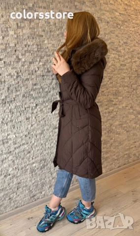 Дамско зимно яке кафяво кодVL330, снимка 3 - Якета - 35517123