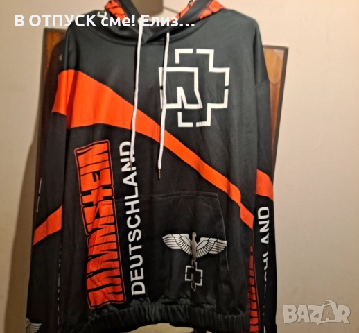 Унисекс Суичер с качулка Rammstein тотал принт