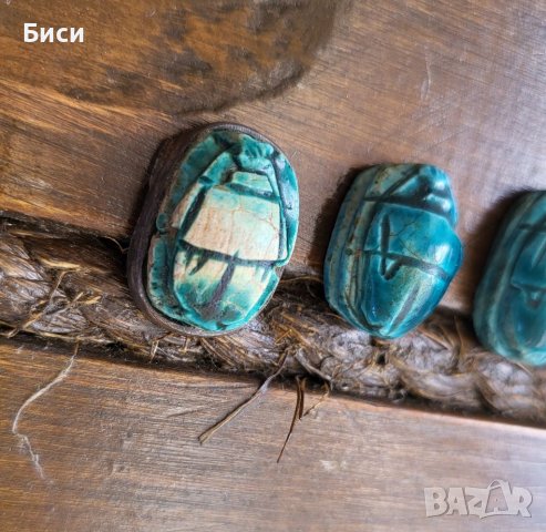 Скарабеи,египетски ,старинен,автентичен,тюркоаз, снимка 13 - Антикварни и старинни предмети - 37550550
