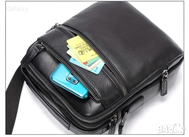 Топ*Луксозна,елегантна  бутикова мъжка кожена чантичка /Черна естест. кожа!, снимка 13 - Чанти - 50959568