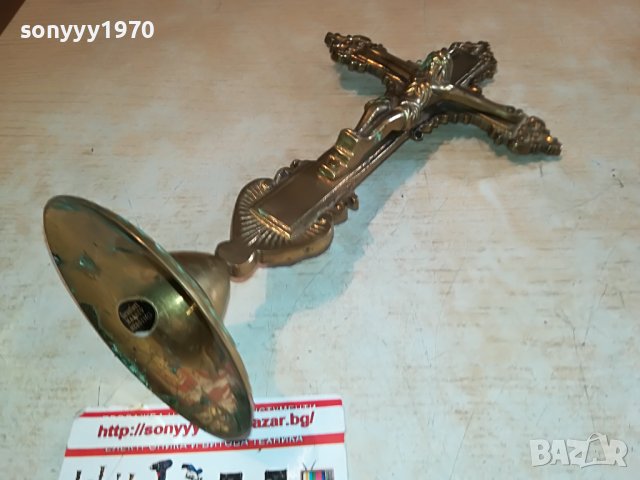 ✅MASSIV MESSING-КРЪСТ МЕД/МЕСИНГ-ВНОС SWISS 091022, снимка 3 - Антикварни и старинни предмети - 38271745