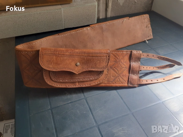 Уникален широк хайдушки кожен колан с паласки - силях, снимка 2 - Антикварни и старинни предмети - 53323775