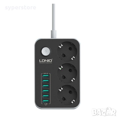 Разклонител 3 гнезда и 6 USB порта с ключ LDNIO SE3631 - 1.6м 2500W SS000142, снимка 2 - Друга електроника - 35056245