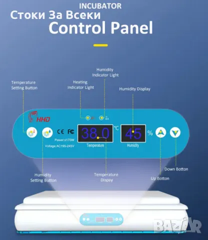 Инкубатор за 120 яйца с микрокомпютър и автоматичен контролер H-120, снимка 4 - За селскостопански - 49523875