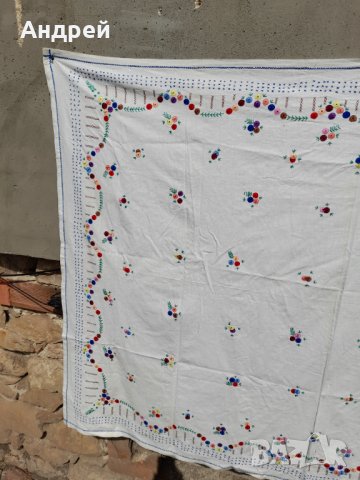 Стара бродирана покривка за маса #6, снимка 2 - Антикварни и старинни предмети - 42357143