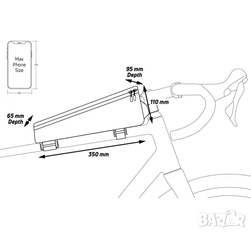 Водоустойчива Чанта За Велосипед Zefal Console Pack T3 1.8l За Горната Рамка С Телефонен джоб, снимка 7 - Аксесоари за велосипеди - 49414901