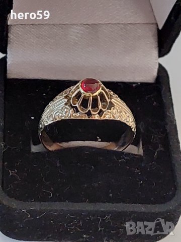 Стар Руски дамски златен пръстен с натурален рубин/злато 14 карата/