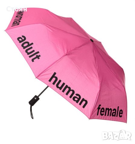 Автоматичен чадър за дъжд във цвят фуксия с черни букви 30 см, снимка 3 - Други - 42877185