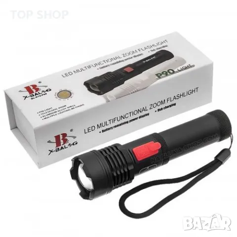 ФЕНЕР СЪС ZOOM И USB ЗАРЕЖДАНЕ X-BALOG P90 LIGHT, снимка 3 - Стръв и захранки - 48819003