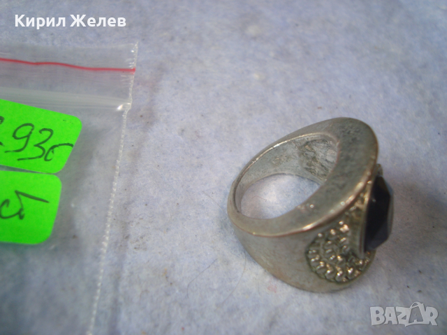 СТАР ДЕБЕЛО ПОСРЕБРЕН СКЪПОЦЕНЕН АРТ ДЕКО МЕДЕН ПРЪСТЕН с ФАСЕТИРАН ОБСИДИАН 20798, снимка 7 - Антикварни и старинни предмети - 36393673