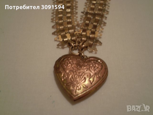 рядак  възрожденски накит от дубле с пандетев сърце, снимка 6 - Антикварни и старинни предмети - 35196588