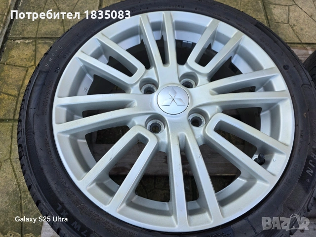 Лети джанти 16ки 4х114.3 Mitsubishi + летни гуми 205/45/16, снимка 4 - Гуми и джанти - 53297174