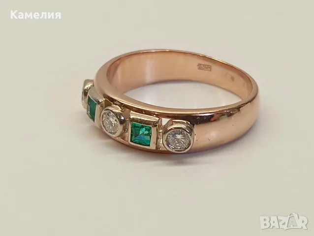 Руско злато. Пръстен с брилианти , снимка 6 - Пръстени - 56326856