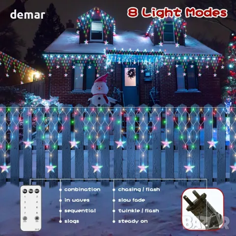 Коледни лампички CORST 4 метра, 196 LED, 5 метра кабел, снимка 3 - Декорация за дома - 47980314