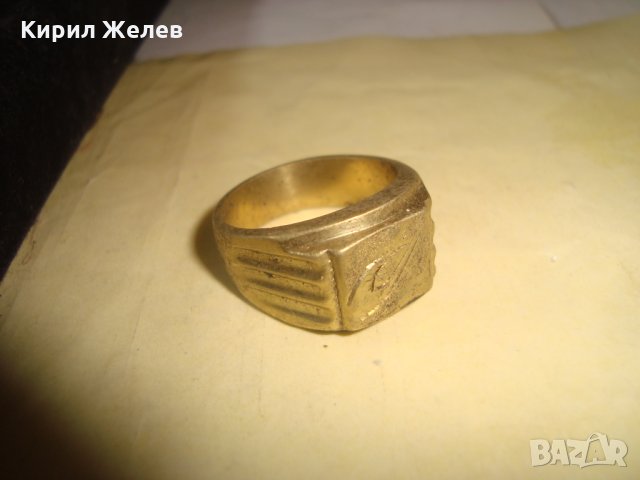 СТАР ПОЗЛАТЕН БРОНЗОВ ПРЪСТЕН ОРНАМЕНТИРАН РЪЧНО МАЙСТОРСКА АРТ ДЕКО ИЗРАБОТКА МАСИВЕН 21866, снимка 3 - Антикварни и старинни предмети - 33958067