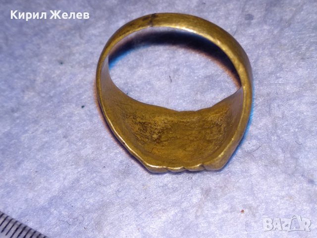 СТАРИНЕН ОРНАМЕНТИРАН БРОНЗИРАН КЛАСИЧЕСКИ РЕТРО ПРЪСТЕН с ФАСЕТИРАН КРИСТАЛ  РЪЧНА ИЗРАБОКА 29670, снимка 12 - Антикварни и старинни предмети - 40552649