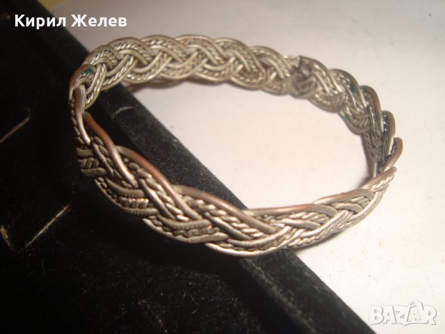 ВЪЗРОЖДЕНСКА МЕДНА ПОСРЕБРЕНА ГРИВНА СТАРИННА МАЙСТОРСКА РЪЧНА ПЛЕТКА САЧАН 2217, снимка 3 - Колекции - 30757504