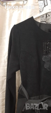 Кокетна Макси Рокля в черно декорирана с мрежа и пайети!, снимка 4 - Рокли - 52550331