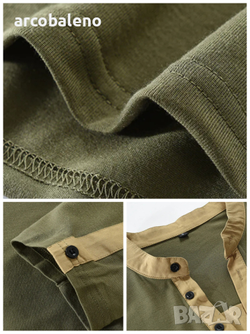 Мъжка тактическа тениска с дълъг ръкав с цип с цветни блокчета и яка Henley, 5цвята , снимка 5 - Тениски - 44624157