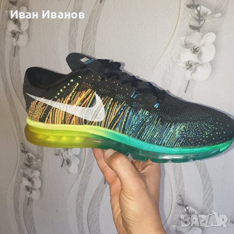 маратонки  Nike Flyknit Air Max Black Turbo Green Volt Mens номер 45,5-46, снимка 9 - Маратонки - 40569218
