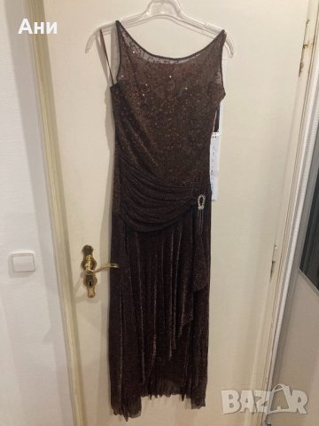 Официална рокля в кафяво с пайети, снимка 6 - Рокли - 31593644