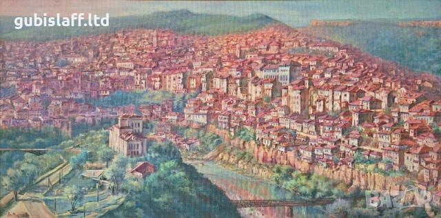 Картина "Изглед от В. Търново", худ. Ат. Мирчев (1924-2018), снимка 2 - Картини - 54132511