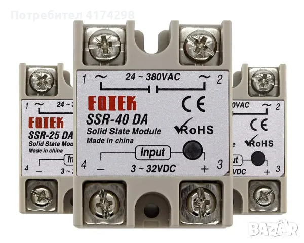 SSR-40DA ; твърдотелен релеен модул 3-32V вход DC 24-380V AC изход Високо качество