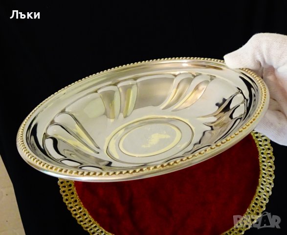 Италианска посребрена бронзова фруктиера,релеф. , снимка 3 - Антикварни и старинни предмети - 37550655