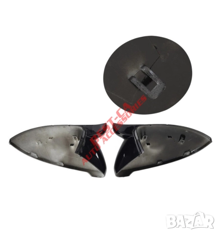 Капаци за огледала със щипки черен пиано лак Batman Style подходящи за Volkswagen Golf Mk7 2013-2019, снимка 5 - Аксесоари и консумативи - 52926611