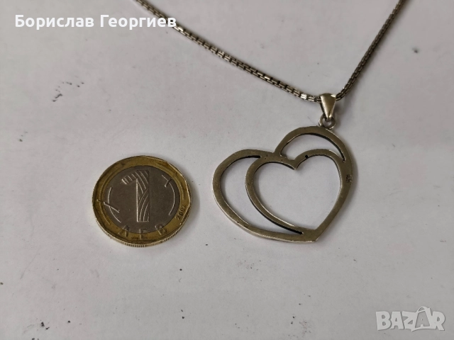 Сребърно колие 925 сърце, снимка 2 - Колиета, медальони, синджири - 52538158