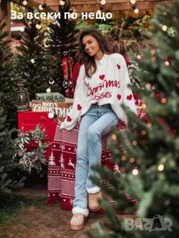 Дамски Коледен пуловер - Налични различни цветове Код A316, снимка 2 - Блузи с дълъг ръкав и пуловери - 48006854