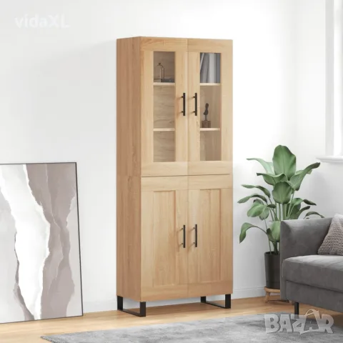 vidaXL Висок шкаф, дъб сонома, 69,5x34x180 см, инженерно дърво, снимка 2 - Бюфети - 56146770