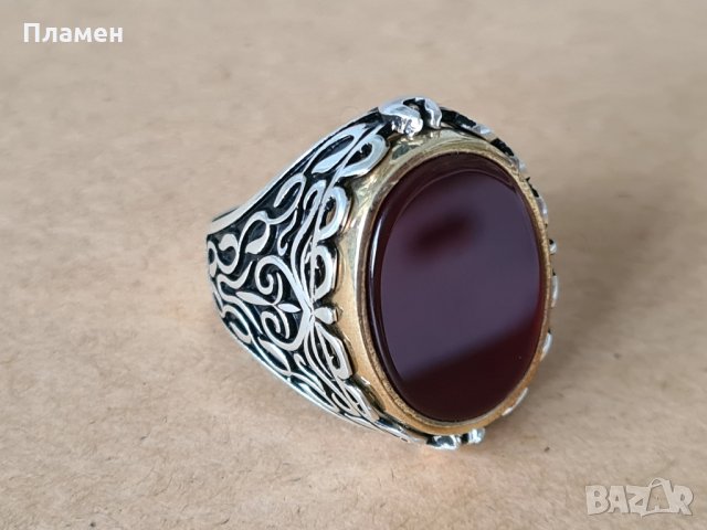 мъжки сребърен пръстен с две лица, снимка 6 - Пръстени - 35123860