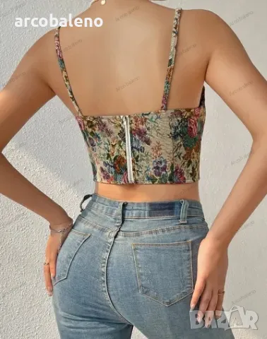 Дамска нова улична ретро камизолка с цветя, 2цвята, снимка 12 - Корсети, бюстиета, топове - 43839870