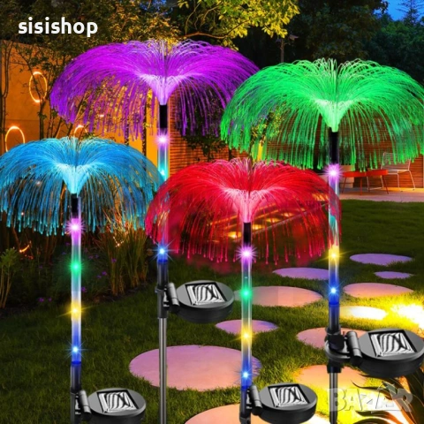 Декоративна соларна лампа Медуза с цветно LED осветление и метално колче 4469, снимка 9 - Соларни лампи - 53977793