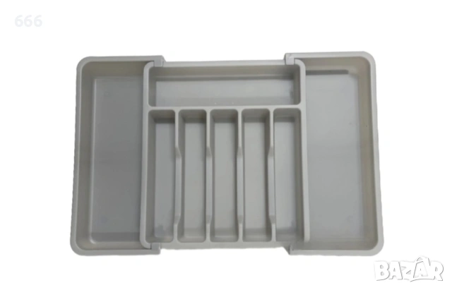 Органайзер за прибори за хранене, пластмаса, сив, 38x33.5x5 см