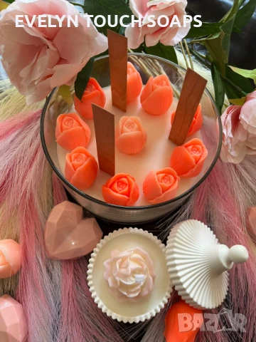 Арт свещ „Пролетна градина“ с лалета, снимка 5 - Декорация за дома - 51097179