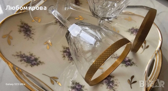 Кристални чаши на столче, снимка 3 - Чаши - 53912796