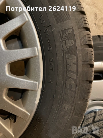 Продавам железни джанти с зимни гуми Michelin Alpin 185/60/15 , 5х100, снимка 8 - Гуми и джанти - 53108181
