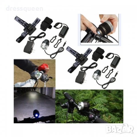 1869 Led фенер за колело и фенер за челник, снимка 6 - Аксесоари за велосипеди - 37450492