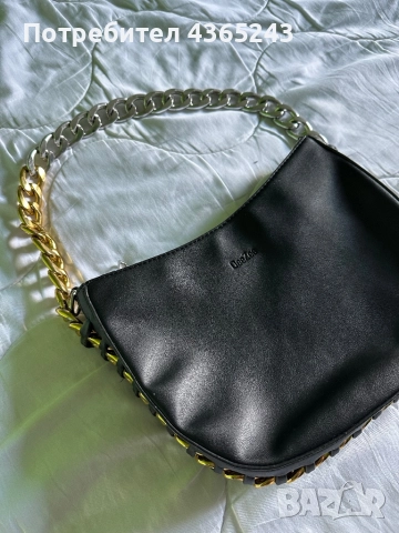 Дамска черна кожена чанта , снимка 4 - Чанти - 52611154